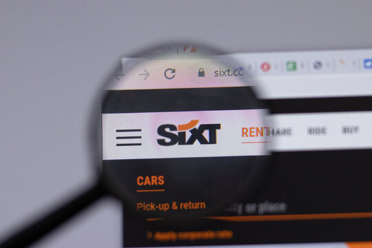New York, USA - 18 March 2021: Sixt car hire company logo icon on website, Illustrative Editorial.