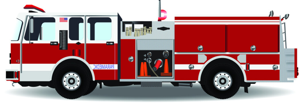 Firetruck Car Vector Illustration, EPS 10