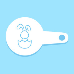 Simple Easter bunny coffee stencil for drawing picture on macchiato, cappuccino, latte. Silhouette template for cutting.  Vector illustration.
