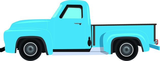 Classic pickup truck vector on white background, EPS 10