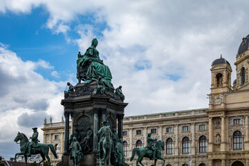 Fototapeta na wymiar Monument to the Empress Maria Teresa Walburga Amalia Christina of Habsburg in the City Center of Vienna, Austria. Maria Teresia ruled the Austrian Empire from 1740 to 1780. 
