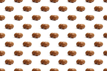 Egg pattern on a white background. The concept of the Easter holiday