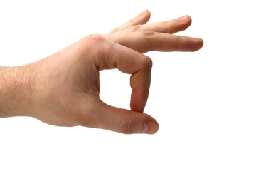 Man's hand shows gesture okay. Positive concept. Close up. High resolution product