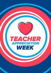 Teacher Appreciation Week in United States. Celebrated annual in May. In honour of teachers who hard work and teach our children. School and education. Student learning concept. Vector illustration