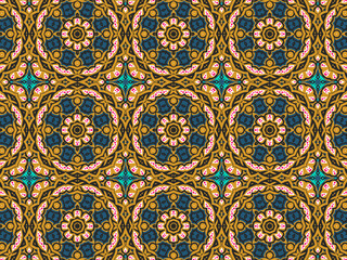 Geometric Tile Digital Paper Gold Yellow, Green, Black, and Blue for Print and Background. Wallpaper Geometric Ornament Abstract Pattern.