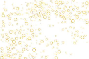 Golden air Bubbles, oxygen, champagne crystal clear isolated on white background modern design. Vector illustration of EPS 10.
