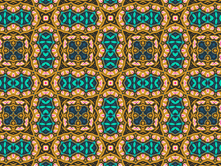 Geometric Tile Digital Paper Gold Yellow, Green, Black, and Blue for Print and Background. Wallpaper Geometric Ornament Abstract Pattern.