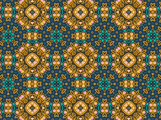 Geometric Tile Digital Paper Gold Yellow, Green, Black, and Blue for Print and Background. Wallpaper Geometric Ornament Abstract Pattern.