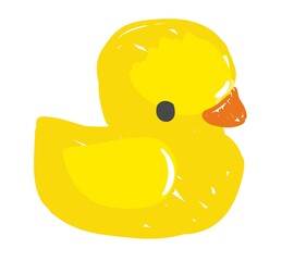 Hand drawn cute rubber yellow duck toy vector illustration