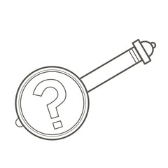 Magnifier with a question mark. Simple vector monochrome illustration