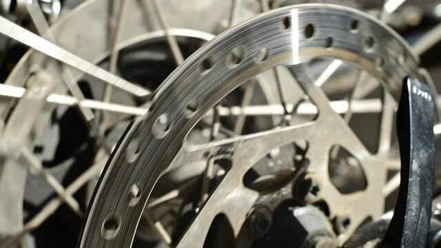 A close-up of the gears of a multi-speed bike