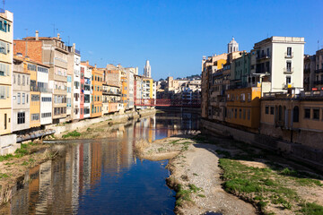 Naklejka na ściany i meble River of the City of Girona in Catalonia