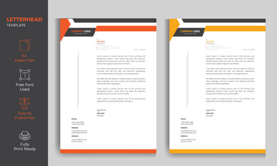 Modern Letterhead Design Template 2 color variation print ready and fully editable 