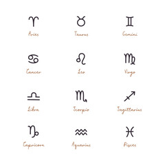 Zodiac Signs symbols Vector Image Grey Gold