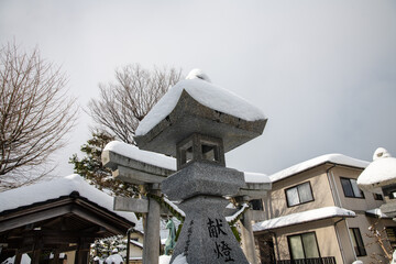 町内の小さな八幡神社　雪景色