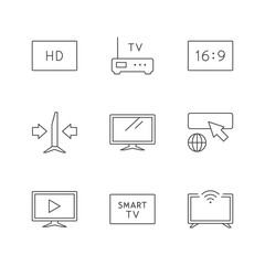 Set line icons of TV set
