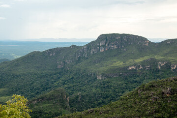 Fototapeta na wymiar View from the Main Entrance to Chapada Veadeiros National Park near São Jorge, and Alto Paraíso, Goias, Brazil