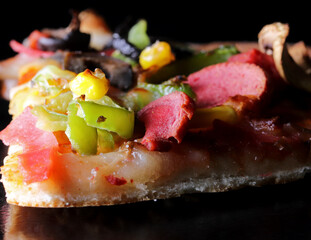 slice of pizza on a table
