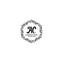 AC initial letters Wedding monogram logos, hand drawn modern minimalistic and frame floral templates