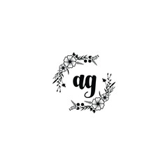 AG initial letters Wedding monogram logos, hand drawn modern minimalistic and frame floral templates