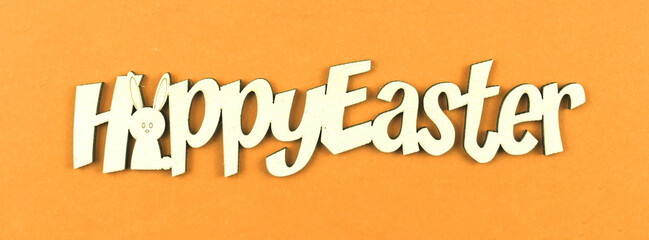 Fototapeta premium Happy Easter banner with text, greeting card, background for website