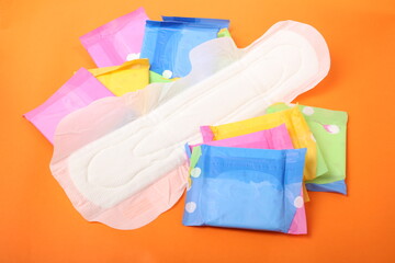 Stacked sanitary napkin pad  background.