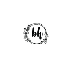 BH initial letters Wedding monogram logos, hand drawn modern minimalistic and frame floral templates