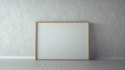 Blank picture frame and sunlight on a wall. 3d rendering