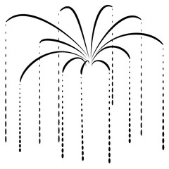Vector fireworks for the holiday and show in the air. Vector icon isolated on white, hand drawing style.