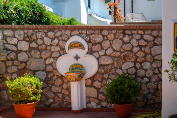 Flowers, and Statues on the Island of Capri Italy