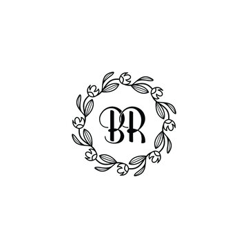 recommend clip art: BR initial letters Wedding monogram logos, hand drawn modern minimalistic and frame floral templates