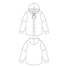 Template baseball jersey over hoodie vector illustration flat sketch design outline