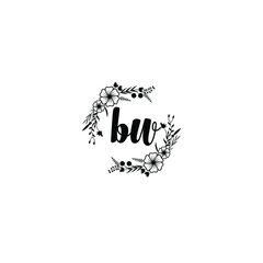 BW initial letters Wedding monogram logos, hand drawn modern minimalistic and frame floral templates