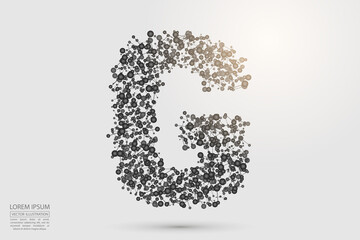 English letters abstract font consists 3d of triangles, lines, dots and connections. Vector illustration EPS 10.