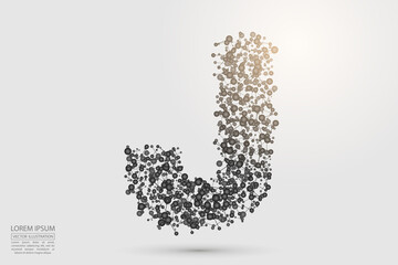 English letters abstract font consists 3d of triangles, lines, dots and connections. Vector illustration EPS 10.