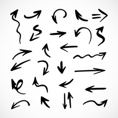 Vector set of hand-drawn arrows, elements for presentation