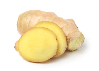 fresh ginger on a white background