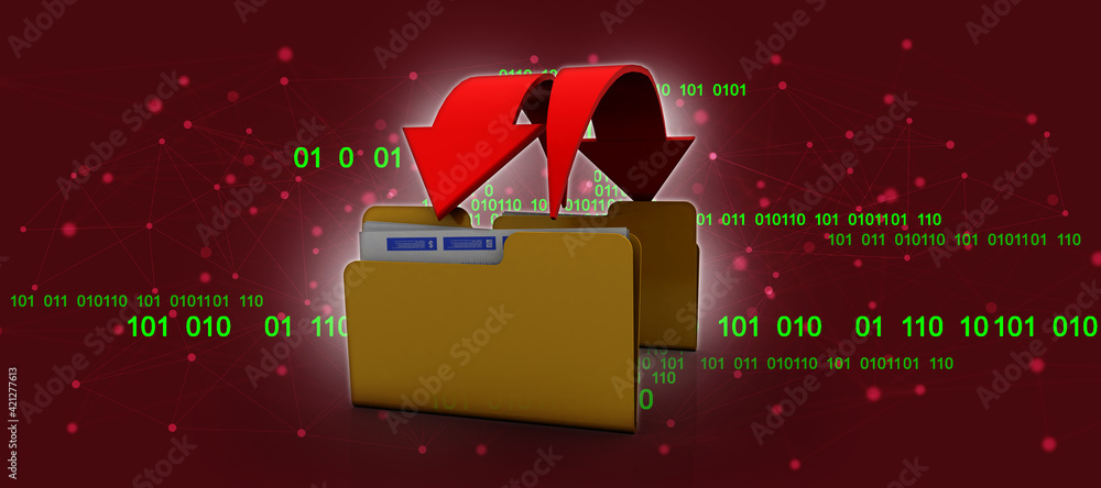 Poster 3d rendering folder with documents
