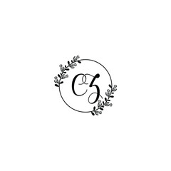 CZ initial letters Wedding monogram logos, hand drawn modern minimalistic and frame floral templates