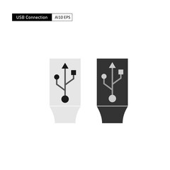Flat design and monochrome USB (Universal Serial Bus) connection. The USB symbol can be applied to a variety of designs related to digital mobile devices.