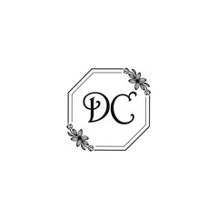 DC initial letters Wedding monogram logos, hand drawn modern minimalistic and frame floral templates