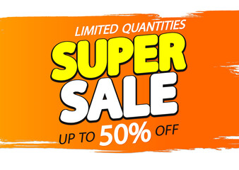 Super Sale 50% off, poster design template, special offer, vector illustration