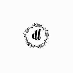 DL initial letters Wedding monogram logos, hand drawn modern minimalistic and frame floral templates