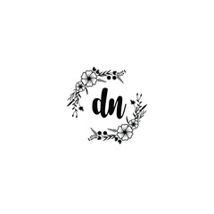 DN initial letters Wedding monogram logos, hand drawn modern minimalistic and frame floral templates