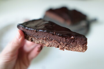 cake, chocolate, hand, finger, coconut, cakes, food, desert