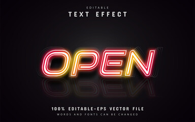 Open neon text effect