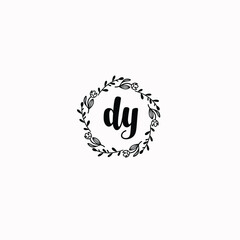 DY initial letters Wedding monogram logos, hand drawn modern minimalistic and frame floral templates