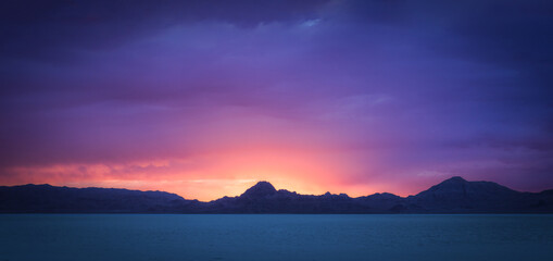 Utah salt flats at sunset