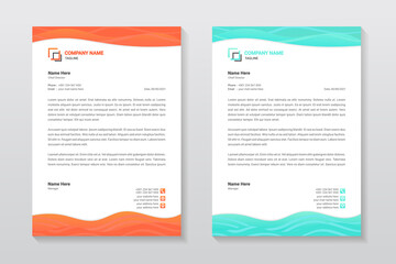 Letterhead design template. Wave shape letterhead. Creative and modern business letterhead template design. Illustration vector
