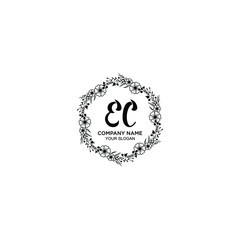 EC initial letters Wedding monogram logos, hand drawn modern minimalistic and frame floral templates